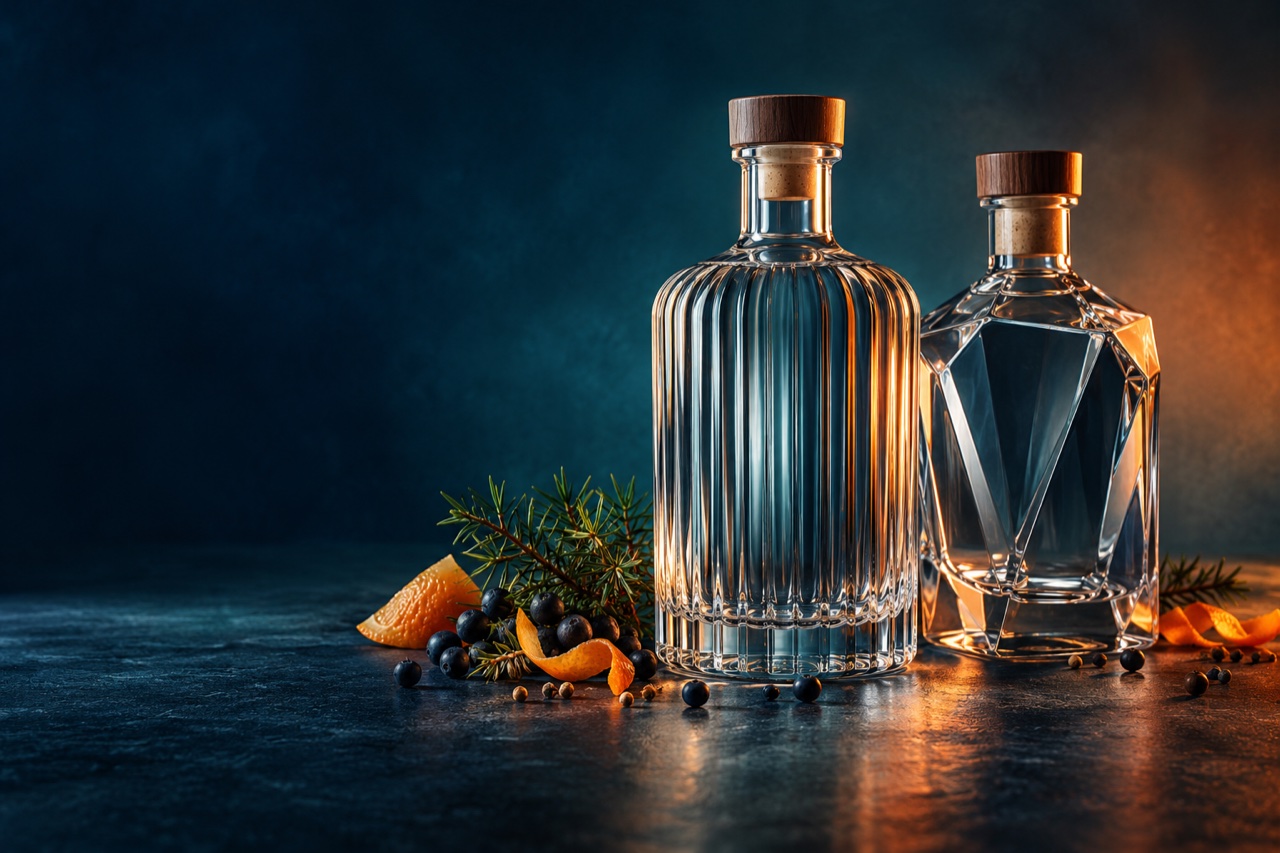 Bottle concepts with timber-topped closures.